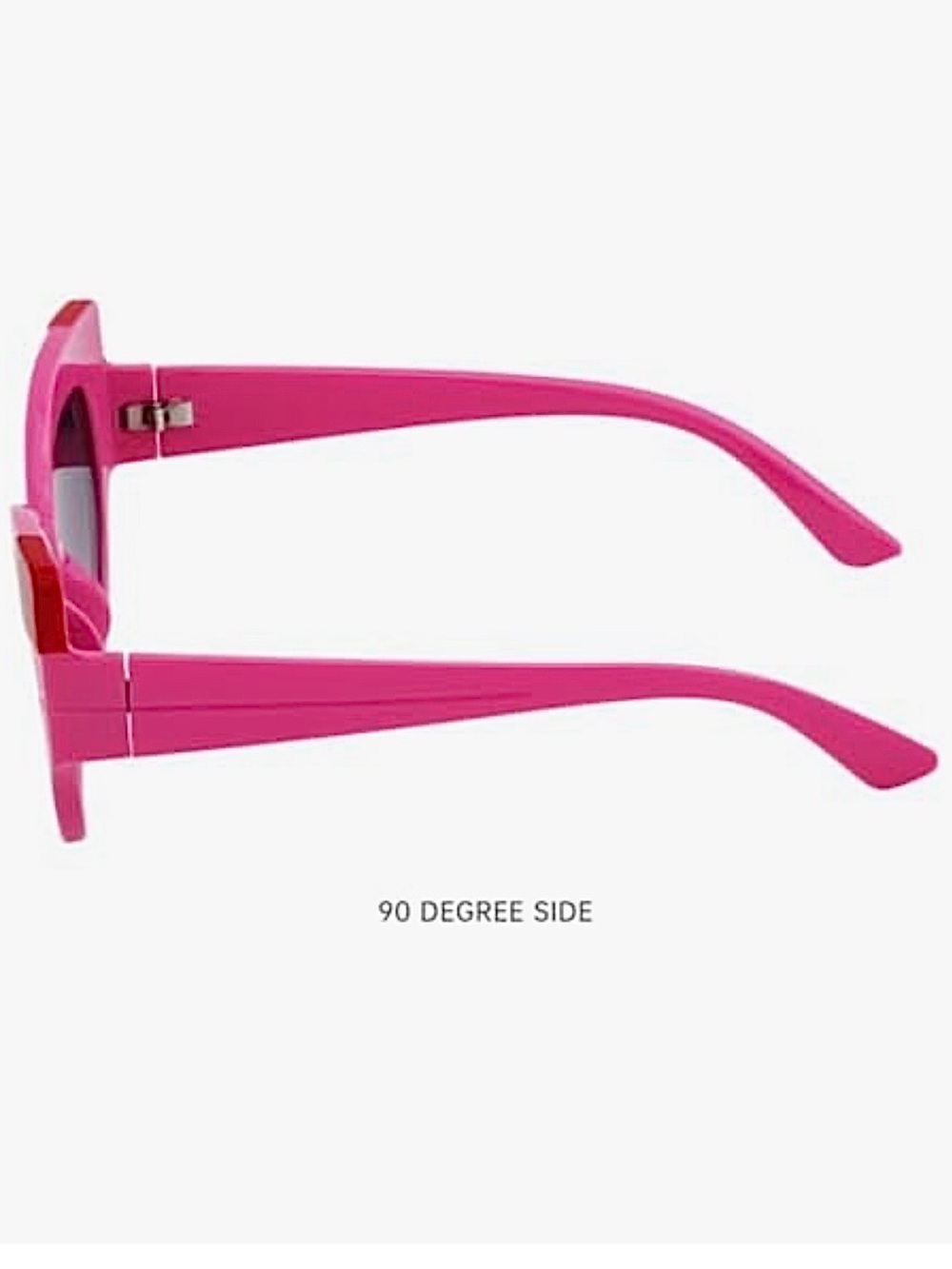 Pink Cat-Eye Sunglasses with Red Corners | Retro UV400 Statement Shades - Picture 6 of 8